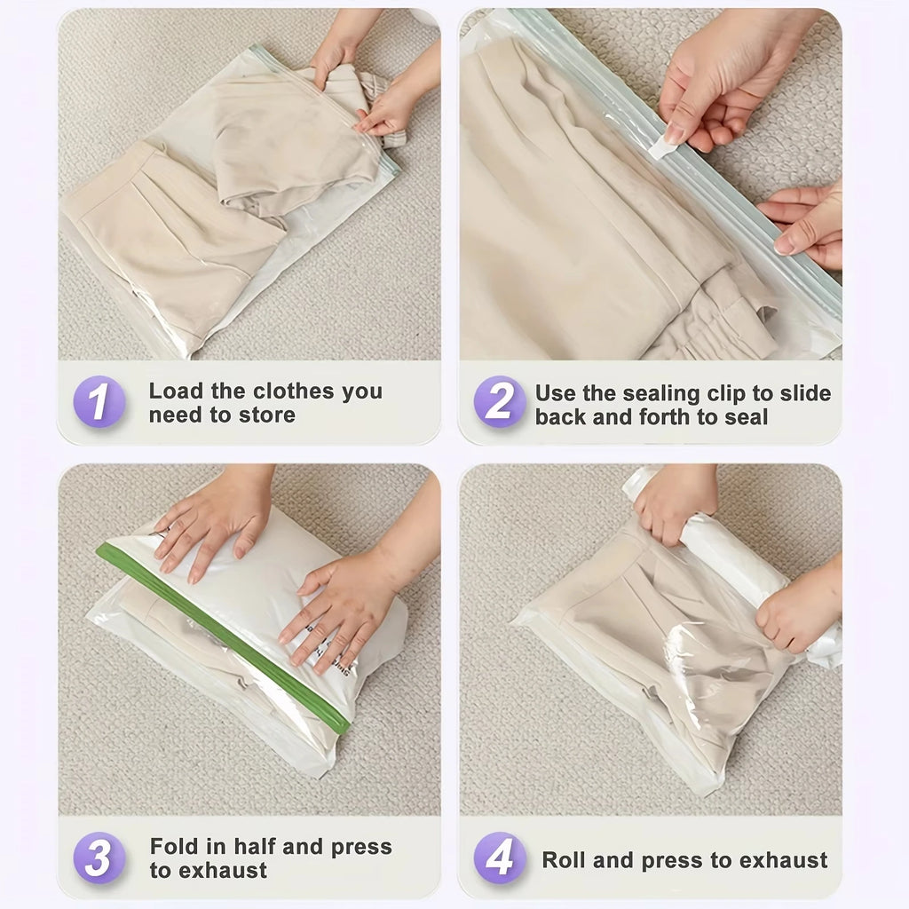 PLIQSO - Sacs de rangement sous vide à rouler (Lot de 2) - Sans pompe