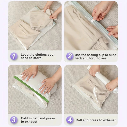 PLIQSO - Sacs de rangement sous vide à rouler (Lot de 2) - Sans pompe