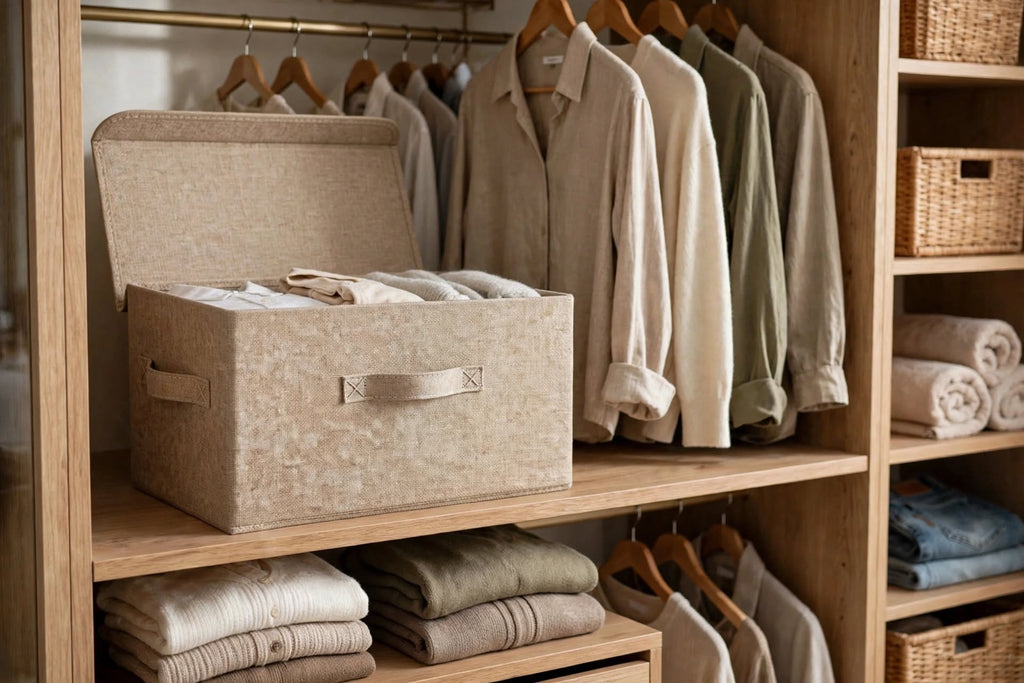 PLIQSO - Boîte de Rangement Pliable en Lin