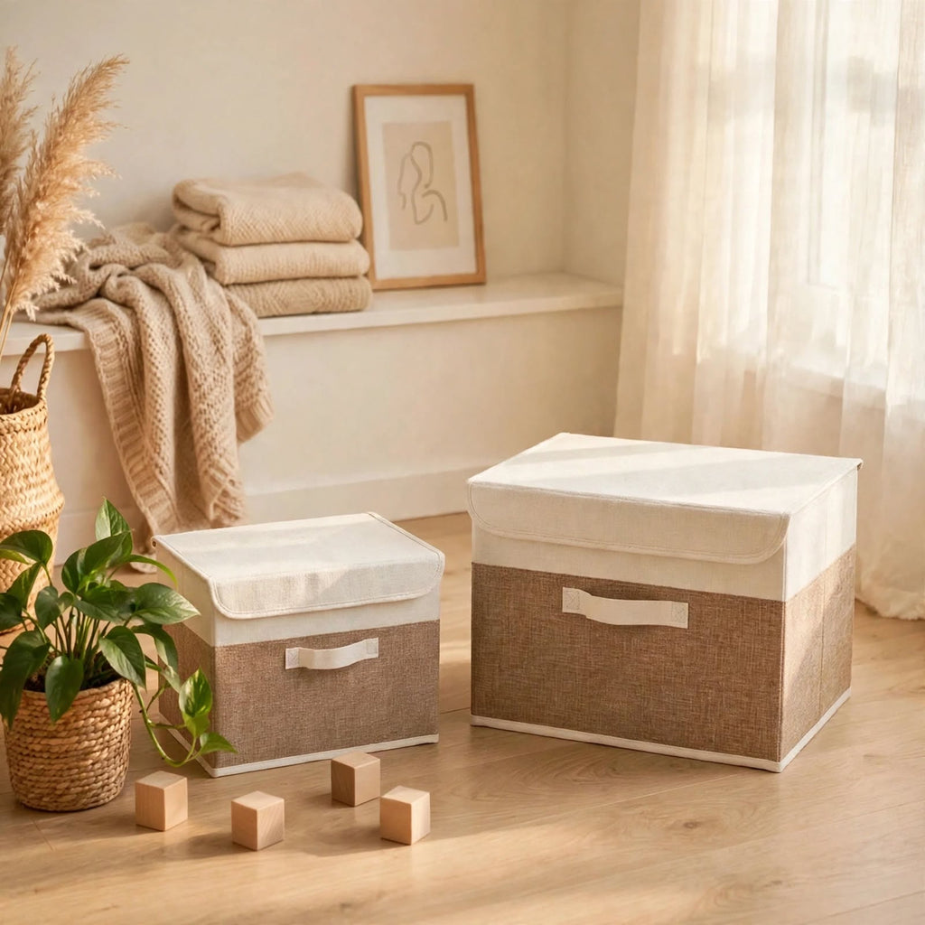PLIQSO - Boîte de Rangement Pliable en Lin