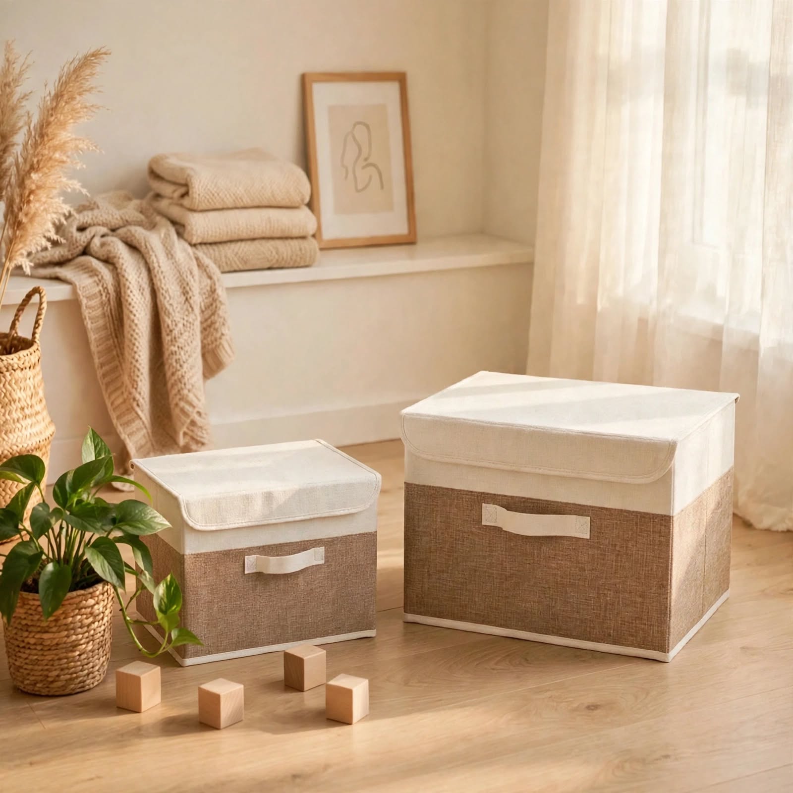 PLIQSO - Boîte de Rangement Pliable en Lin