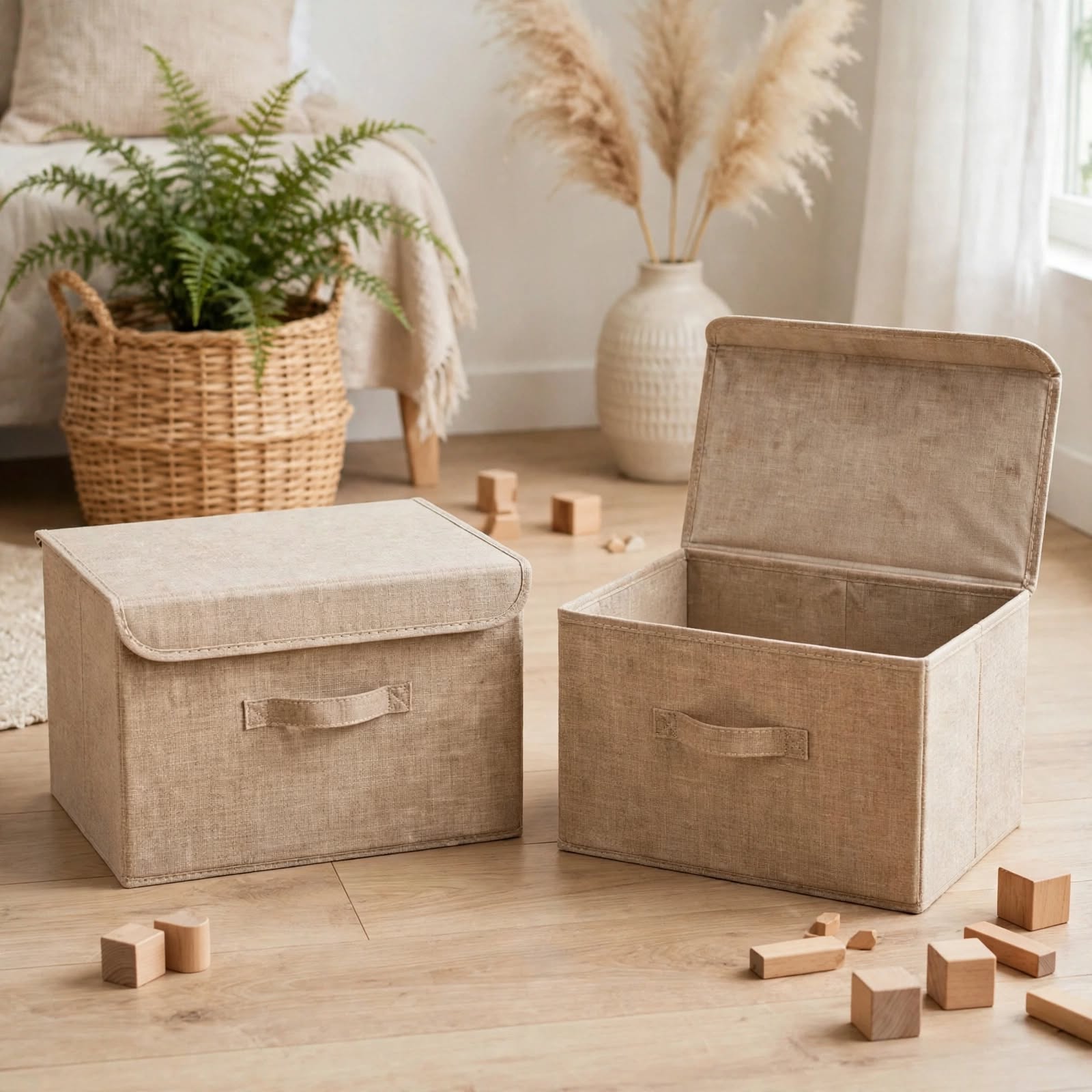PLIQSO - Boîte de Rangement Pliable en Lin