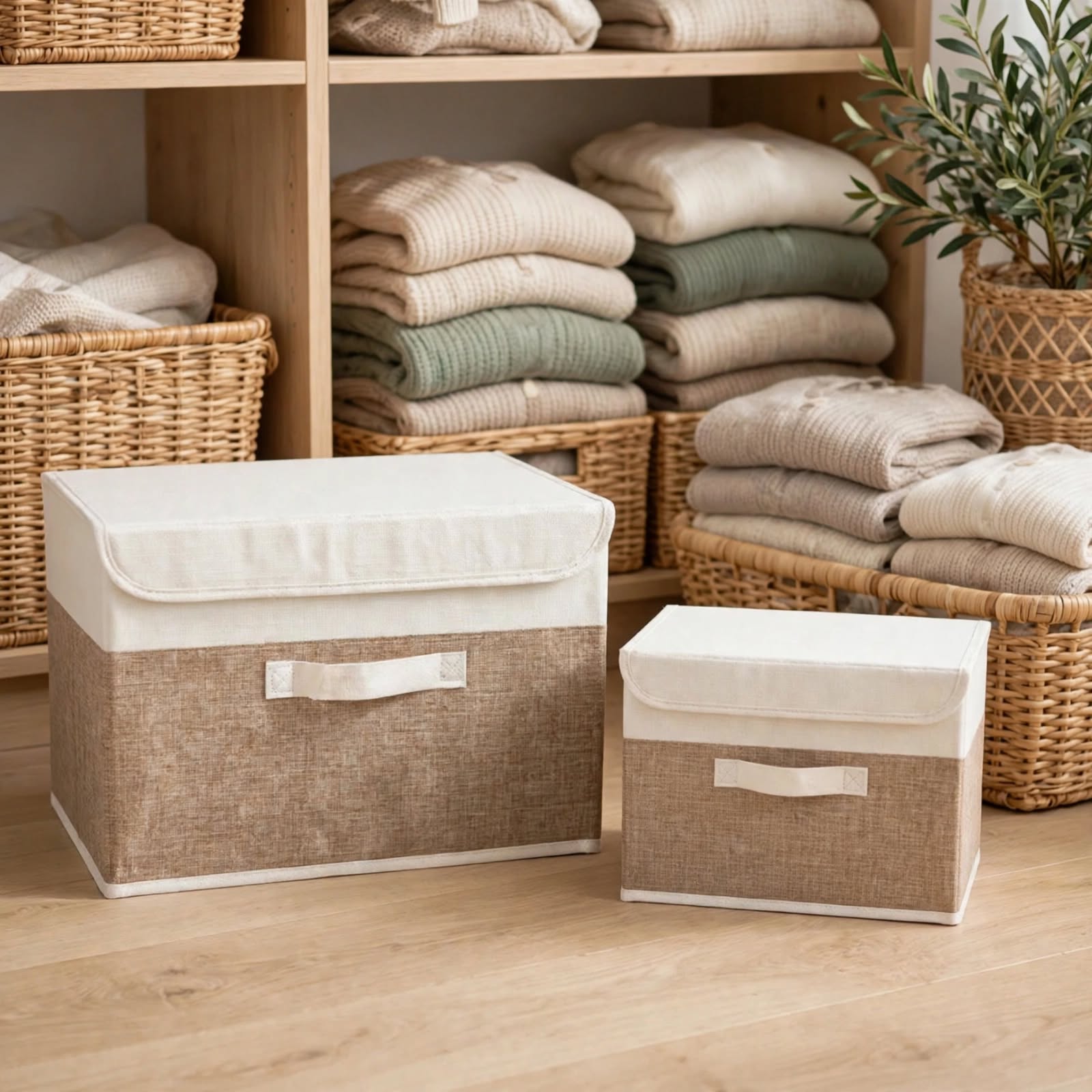 PLIQSO - Boîte de Rangement Pliable en Lin